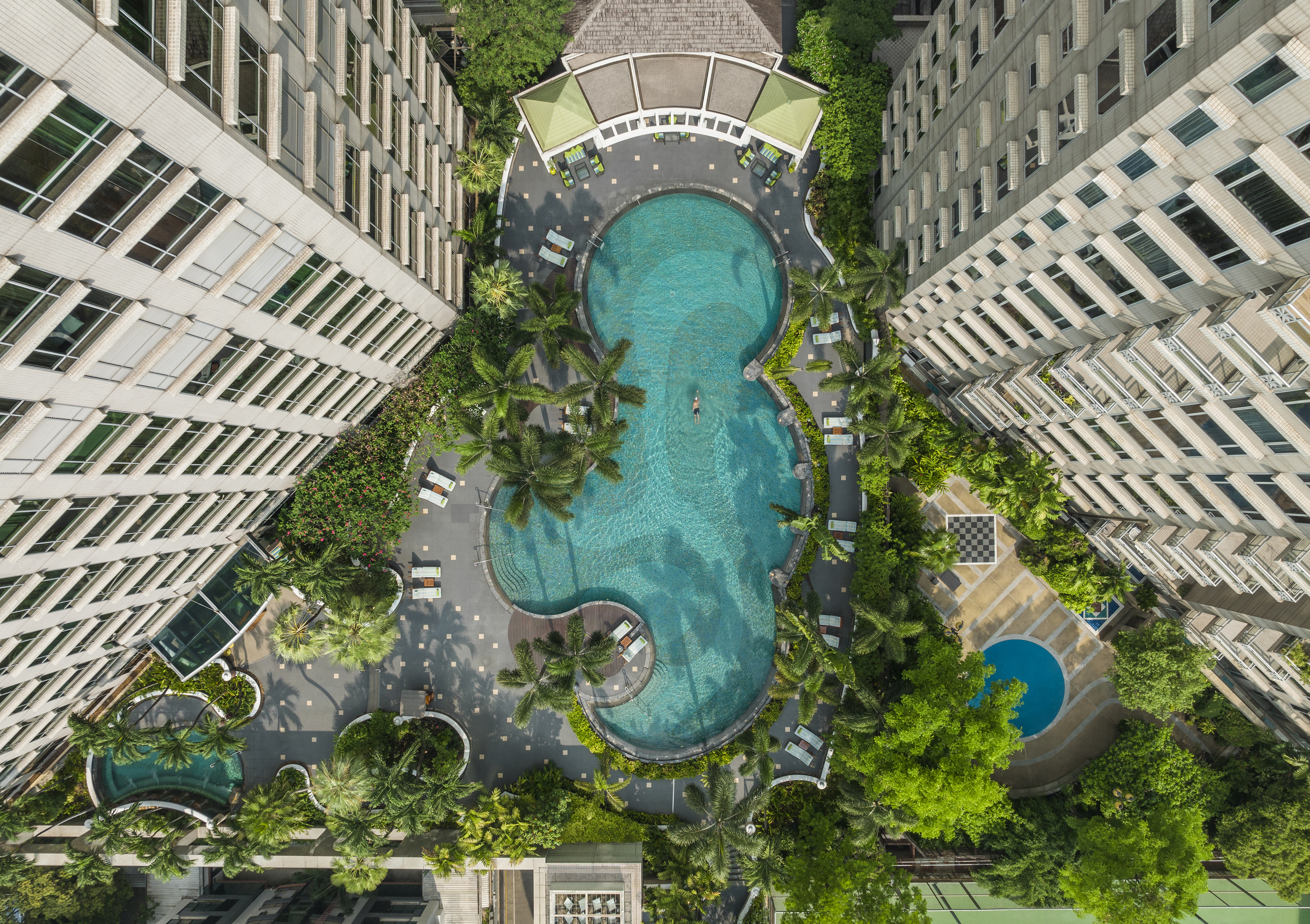 Guest in Outdoor Pool, Aerial View