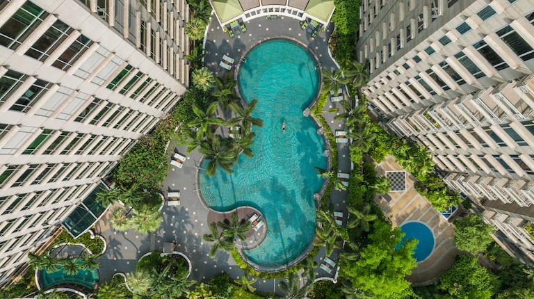 Guest in Outdoor Pool, Aerial View