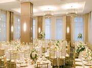 Meeting Room set for Wedding Reception with tables and chairs
