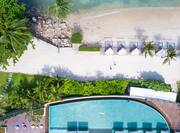 Aerial View of Outdoor Pool with Guests